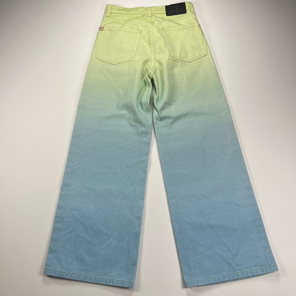BDG Urban Outfitters High & Wide Ombre Jeans Green Blue Hi Rise Wide Leg Size 26 - Picture 10 of 11